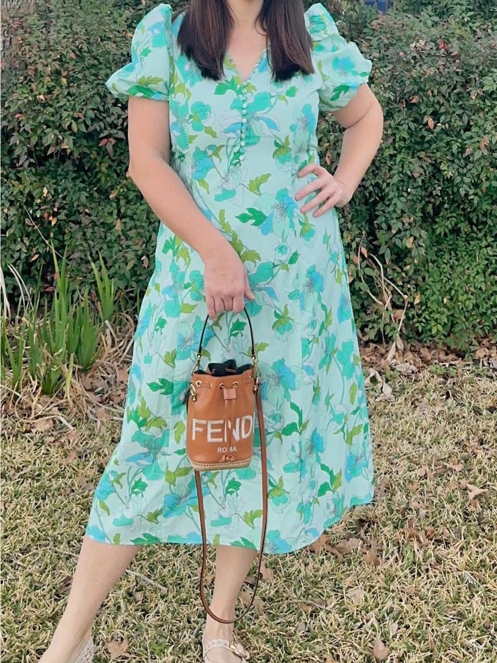 Tuckernuck hyacinth house shades of blue floral Marcy midi dress XL EUC